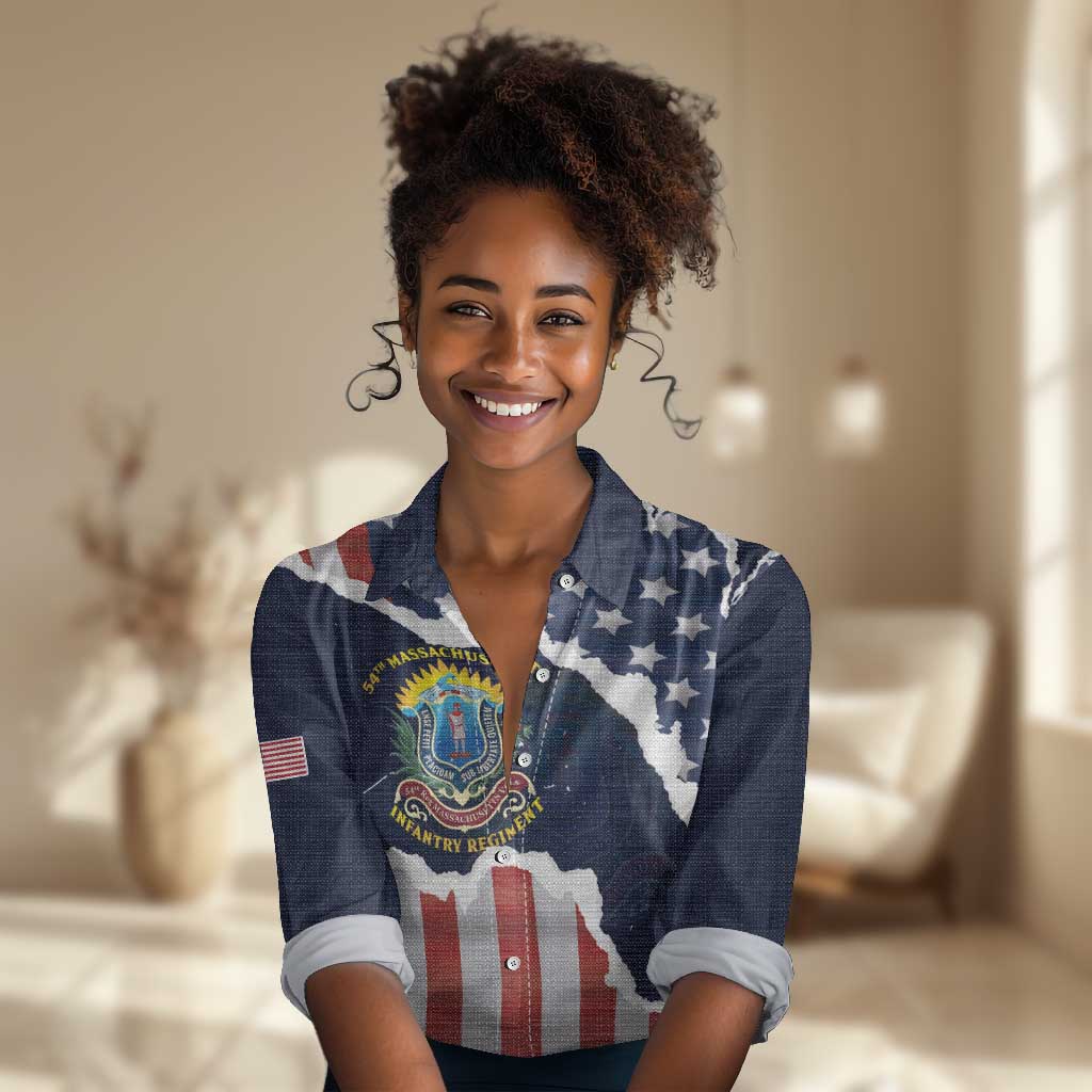 Personalized 54th Massachusetts Infantry Regiment Women Casual Shirt American Flag Heritage - Wonder Print Shop