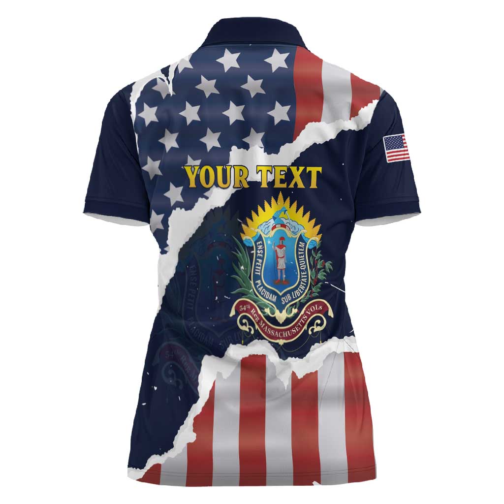 Personalized 54th Massachusetts Infantry Regiment Women Polo Shirt American Flag Heritage - Wonder Print Shop