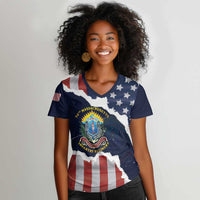 Personalized 54th Massachusetts Infantry Regiment Women V-Neck T-Shirt American Flag Heritage - Wonder Print Shop