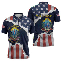 Personalized 54th Massachusetts Infantry Regiment Zipper Polo Shirt American Flag Heritage - Wonder Print Shop
