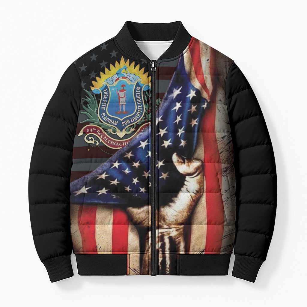 54th Massachusetts Infantry Regiment Bomber Puffer Jacket Flag of Freedom - Wonder Print Shop