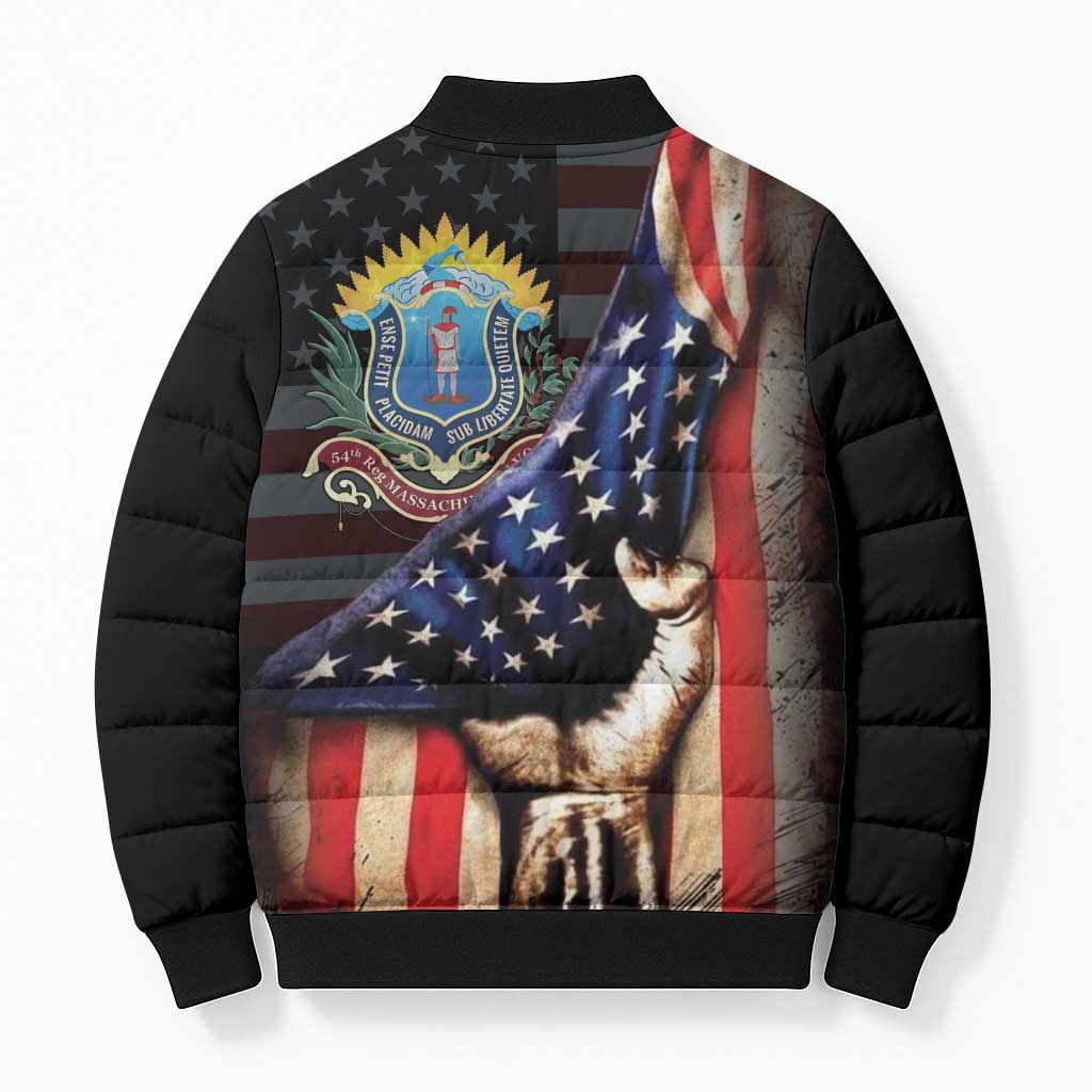 54th Massachusetts Infantry Regiment Bomber Puffer Jacket Flag of Freedom - Wonder Print Shop