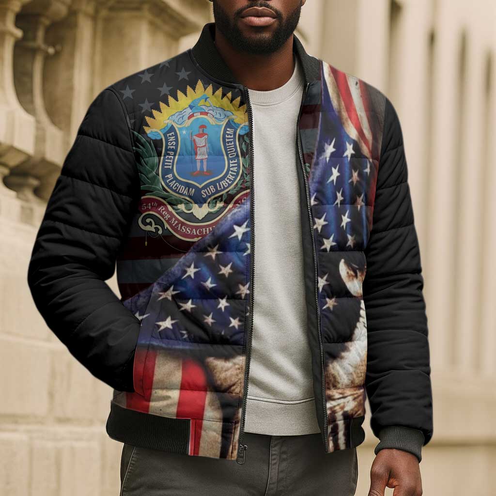 54th Massachusetts Infantry Regiment Bomber Puffer Jacket Flag of Freedom - Wonder Print Shop