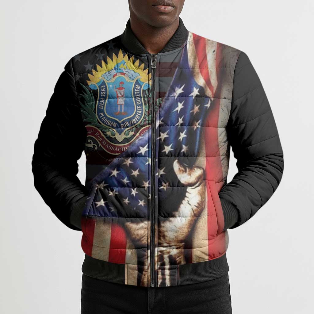 54th Massachusetts Infantry Regiment Bomber Puffer Jacket Flag of Freedom - Wonder Print Shop