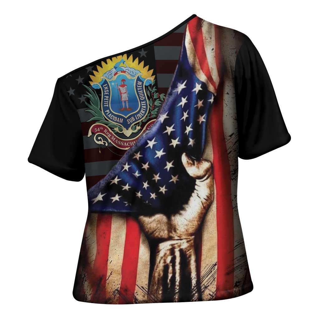 54th Massachusetts Infantry Regiment Cross Shoulder Shirt Flag of Freedom - Wonder Print Shop