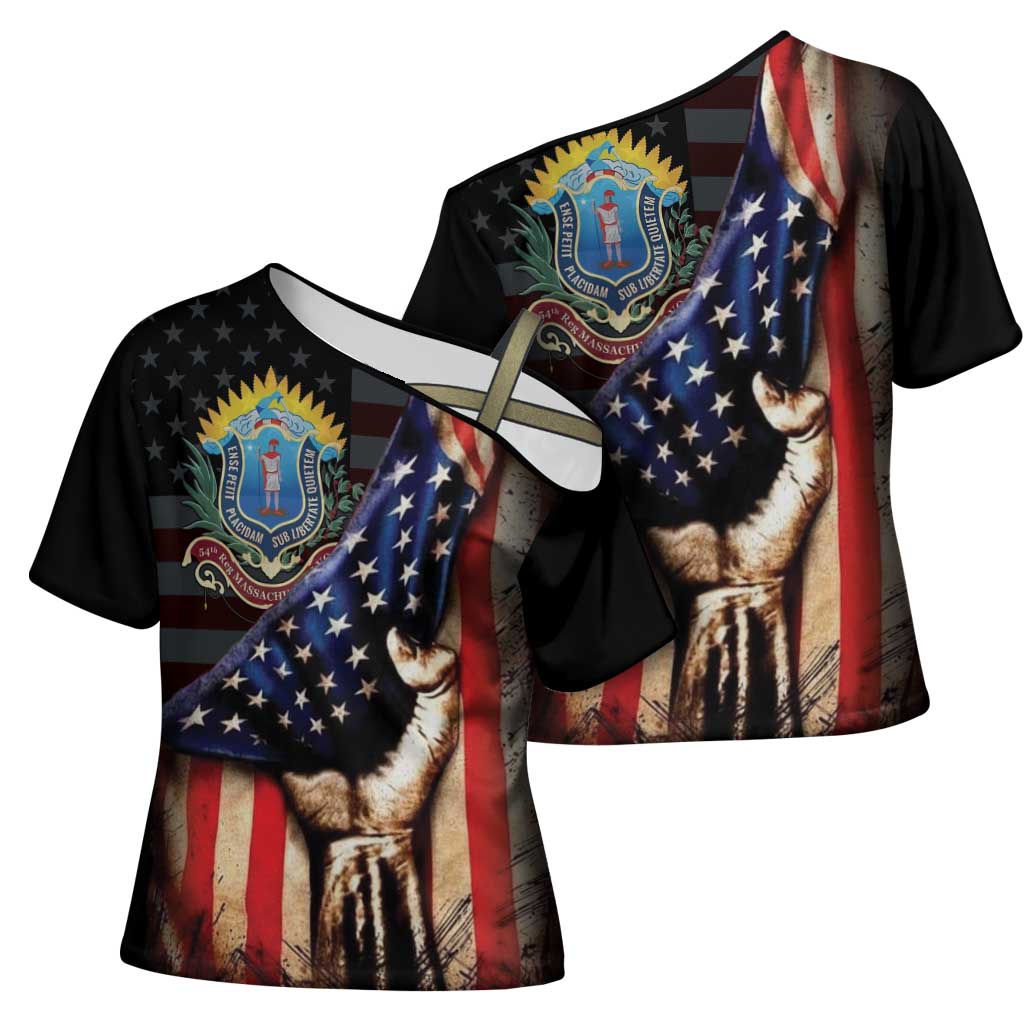54th Massachusetts Infantry Regiment Cross Shoulder Shirt Flag of Freedom - Wonder Print Shop