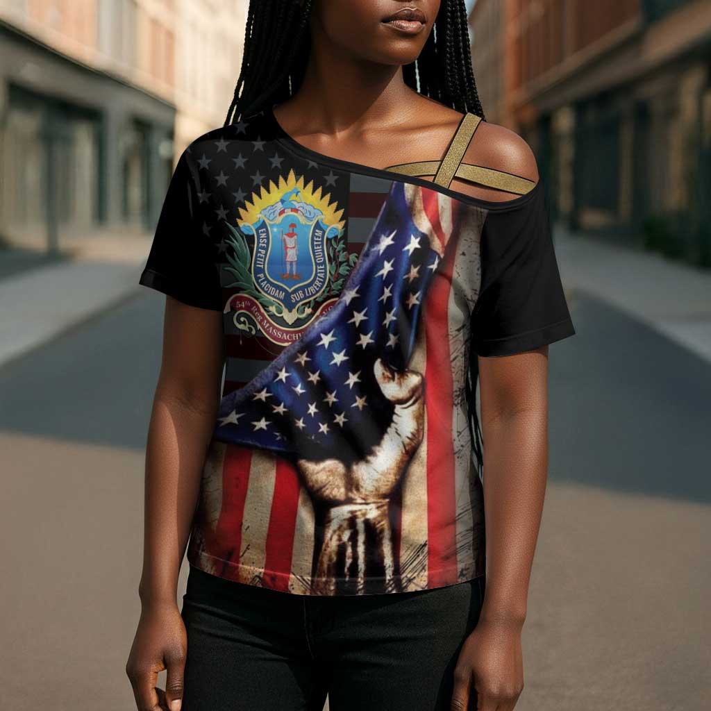54th Massachusetts Infantry Regiment Cross Shoulder Shirt Flag of Freedom - Wonder Print Shop