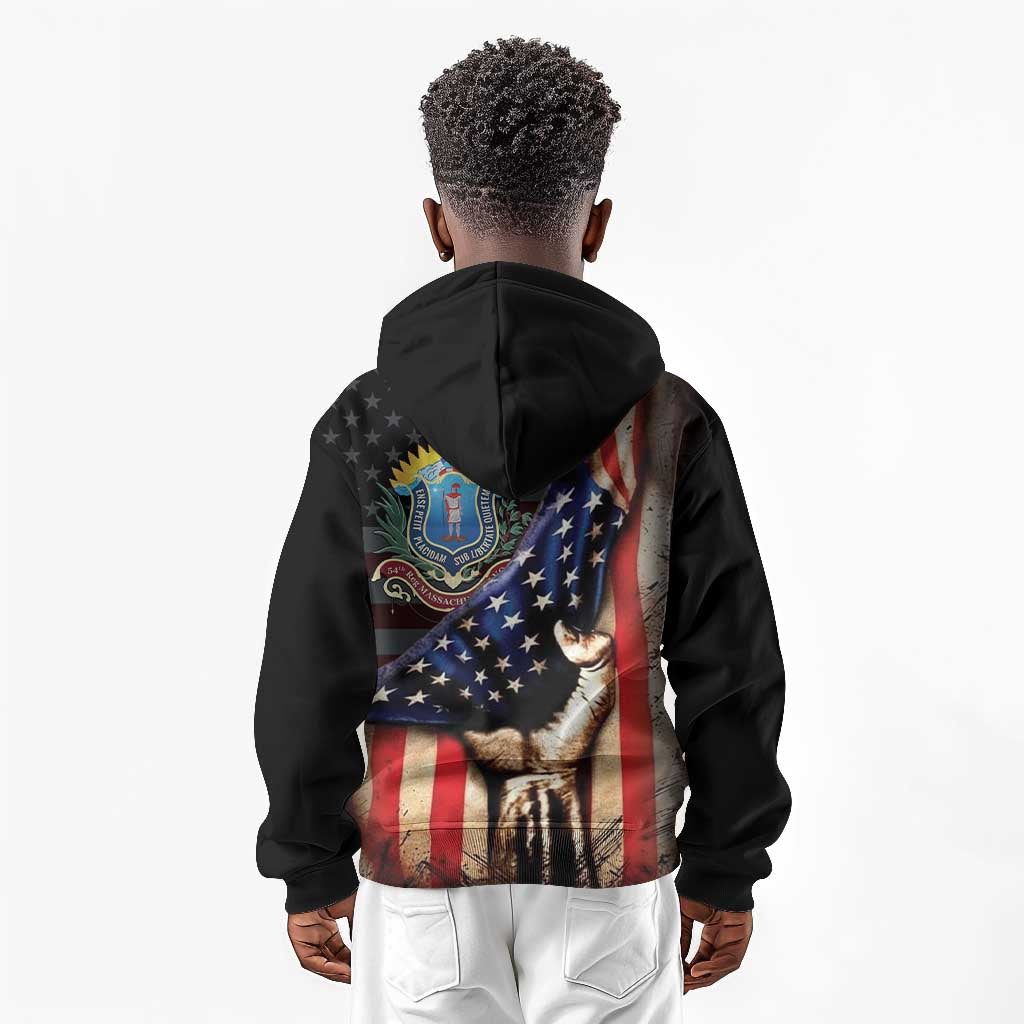 54th Massachusetts Infantry Regiment Kid Hoodie Flag of Freedom - Wonder Print Shop