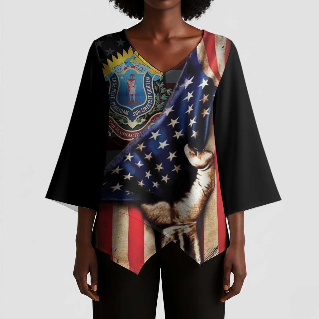 54th Massachusetts Infantry Regiment Kimono Sleeve Blouse Flag of Freedom - Wonder Print Shop
