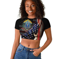 54th Massachusetts Infantry Regiment Raglan Cropped T shirt Flag of Freedom - Wonder Print Shop