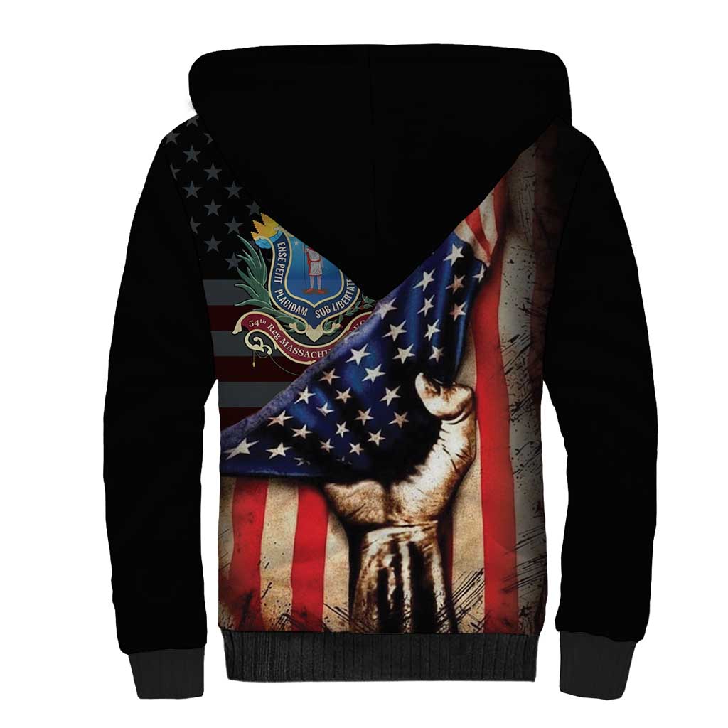 54th Massachusetts Infantry Regiment Sherpa Hoodie Flag of Freedom - Wonder Print Shop