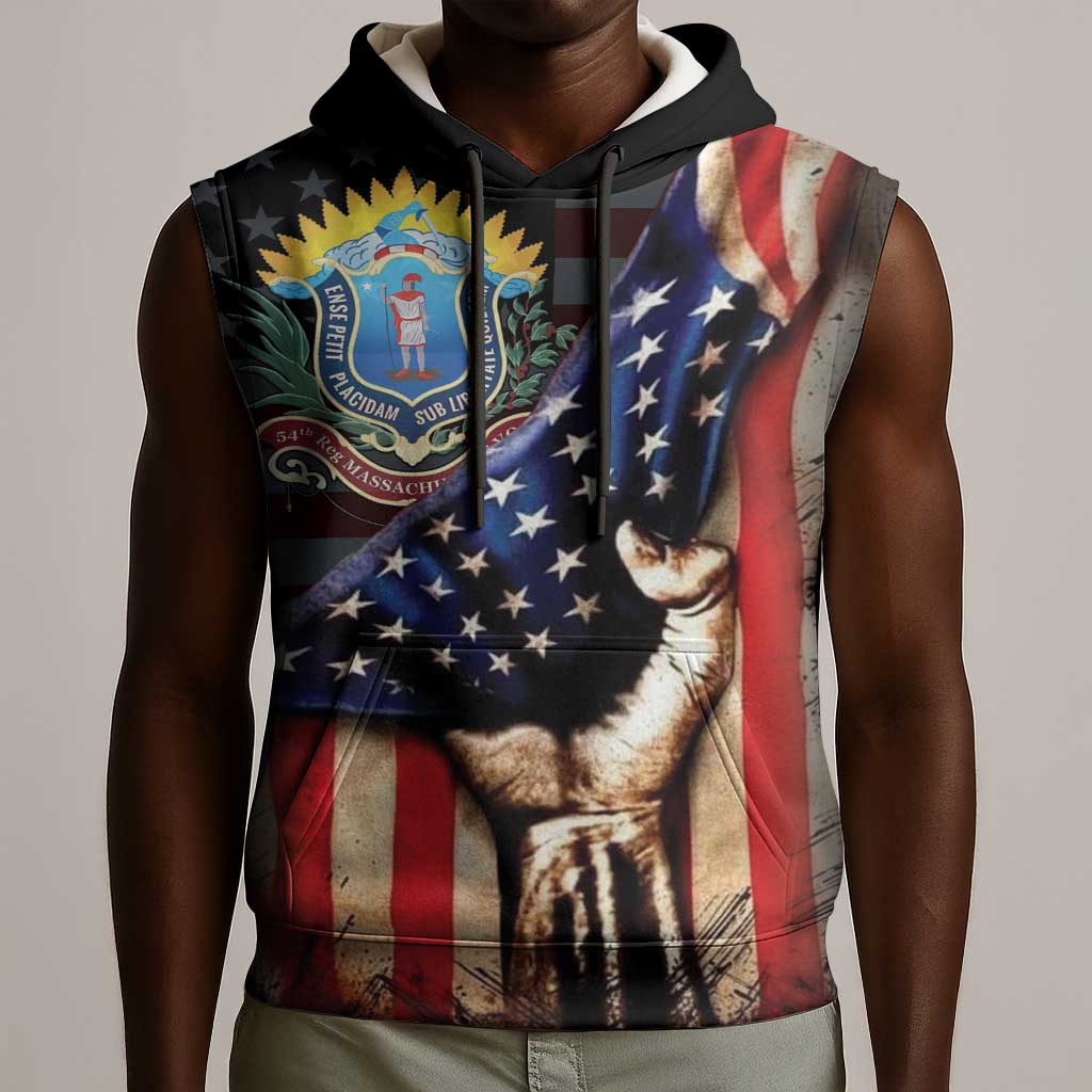 54th Massachusetts Infantry Regiment Sleeveless Hoodie Flag of Freedom - Wonder Print Shop