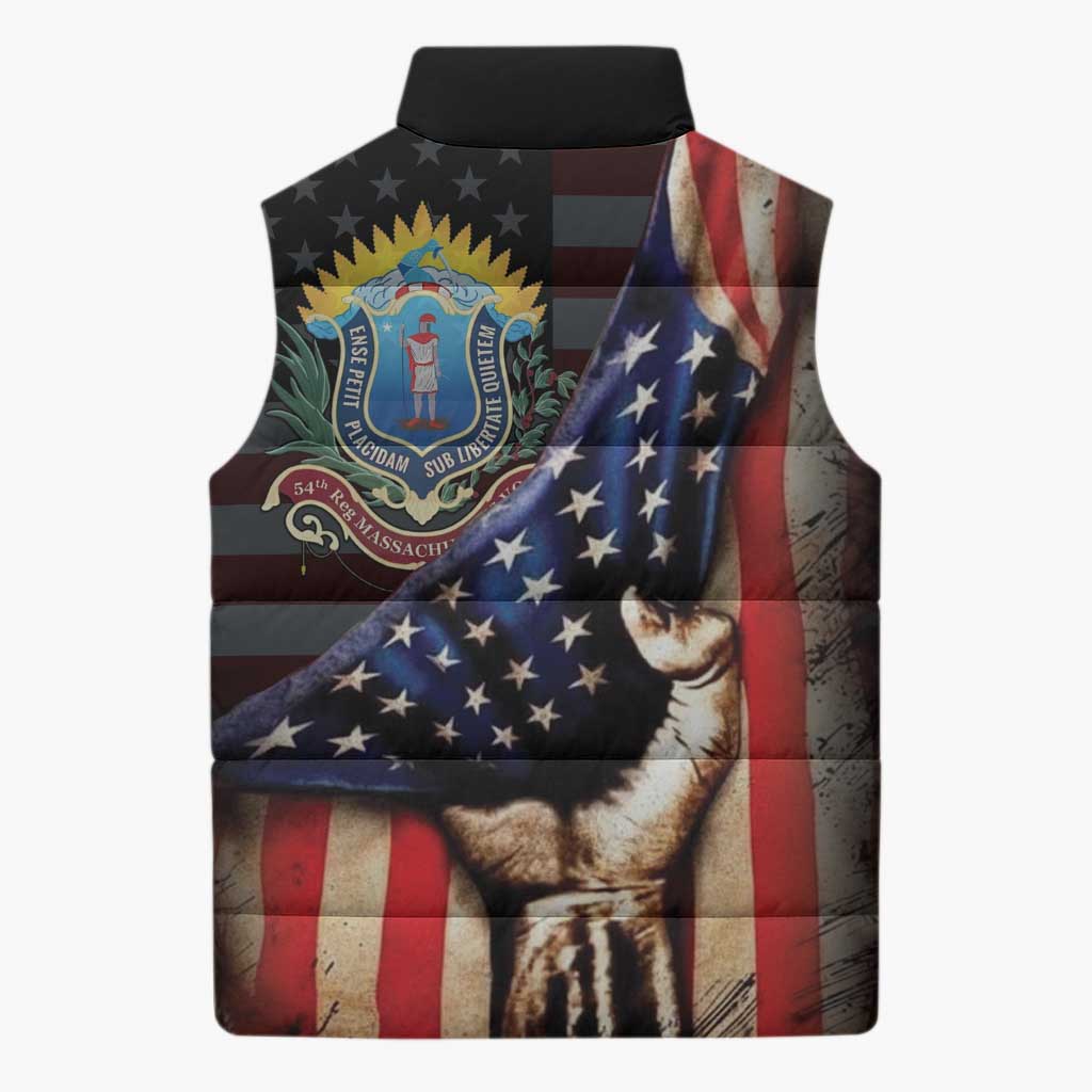 54th Massachusetts Infantry Regiment Sleeveless Puffer Jacket Flag of Freedom - Wonder Print Shop