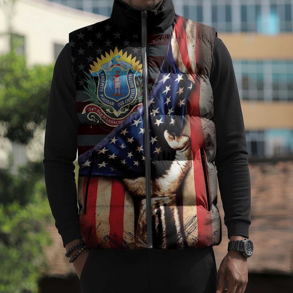 54th Massachusetts Infantry Regiment Sleeveless Puffer Jacket Flag of Freedom - Wonder Print Shop