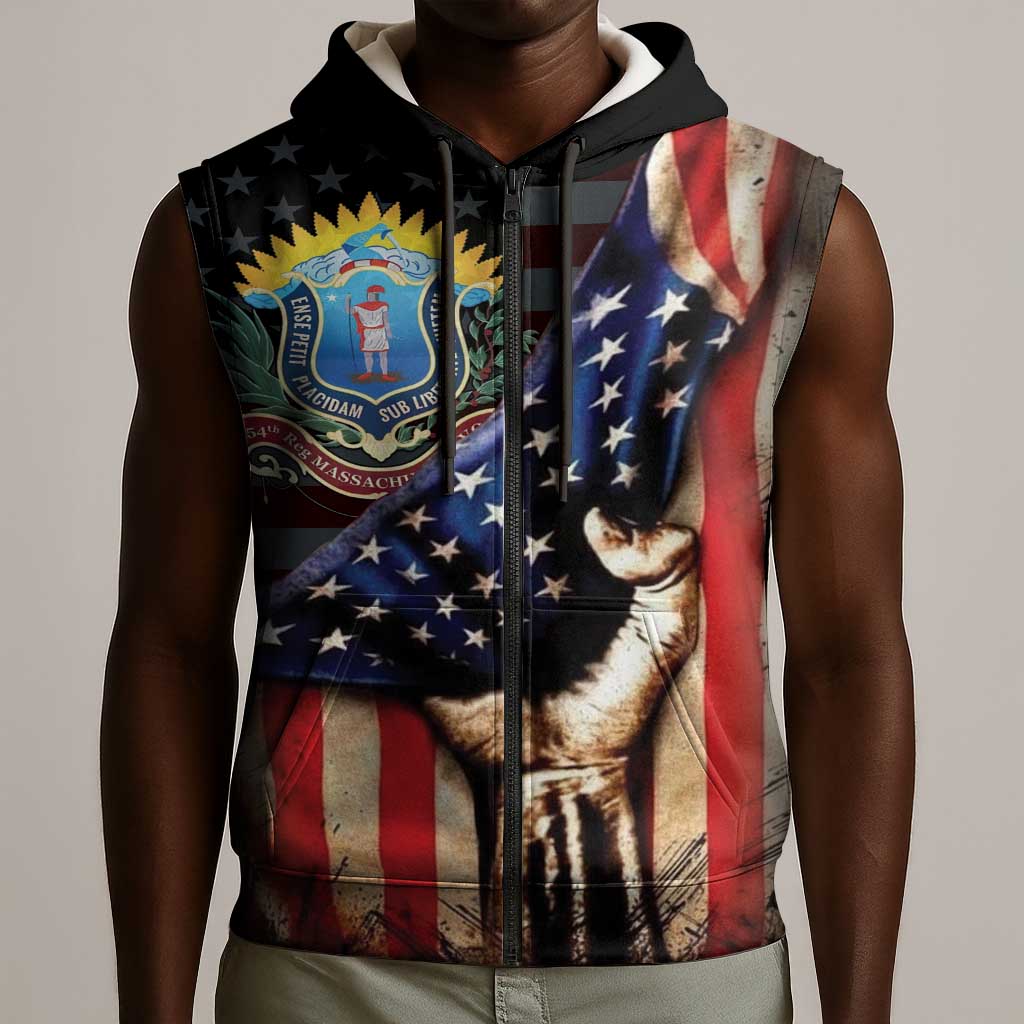54th Massachusetts Infantry Regiment Sleeveless Zip Hoodie Flag of Freedom - Wonder Print Shop