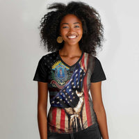 54th Massachusetts Infantry Regiment Women V-Neck T-Shirt Flag of Freedom - Wonder Print Shop