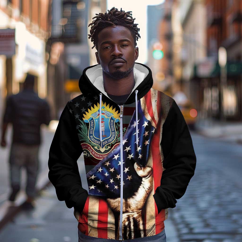54th Massachusetts Infantry Regiment Zip Hoodie Flag of Freedom - Wonder Print Shop
