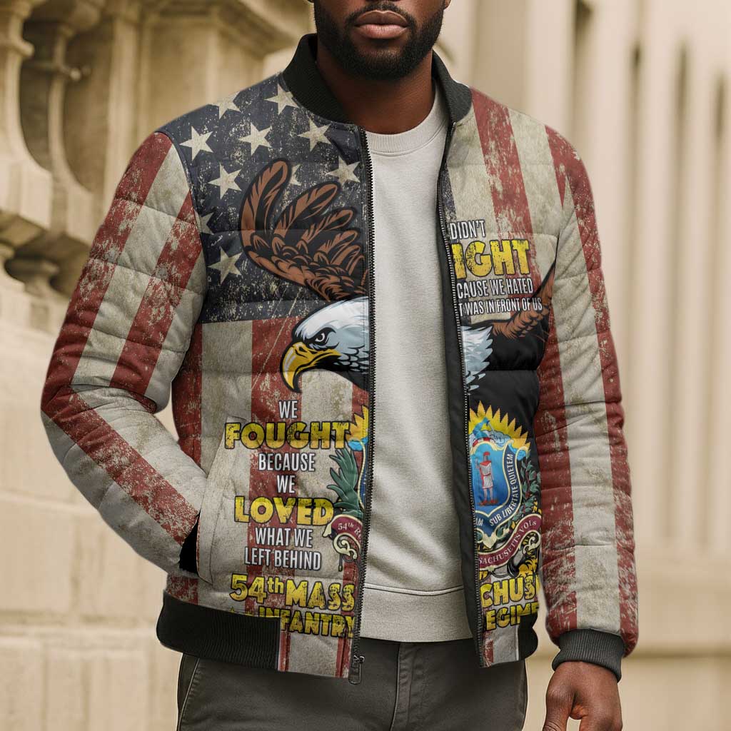 54th Massachusetts Infantry Regiment Bomber Puffer Jacket American Eagle - Wonder Print Shop