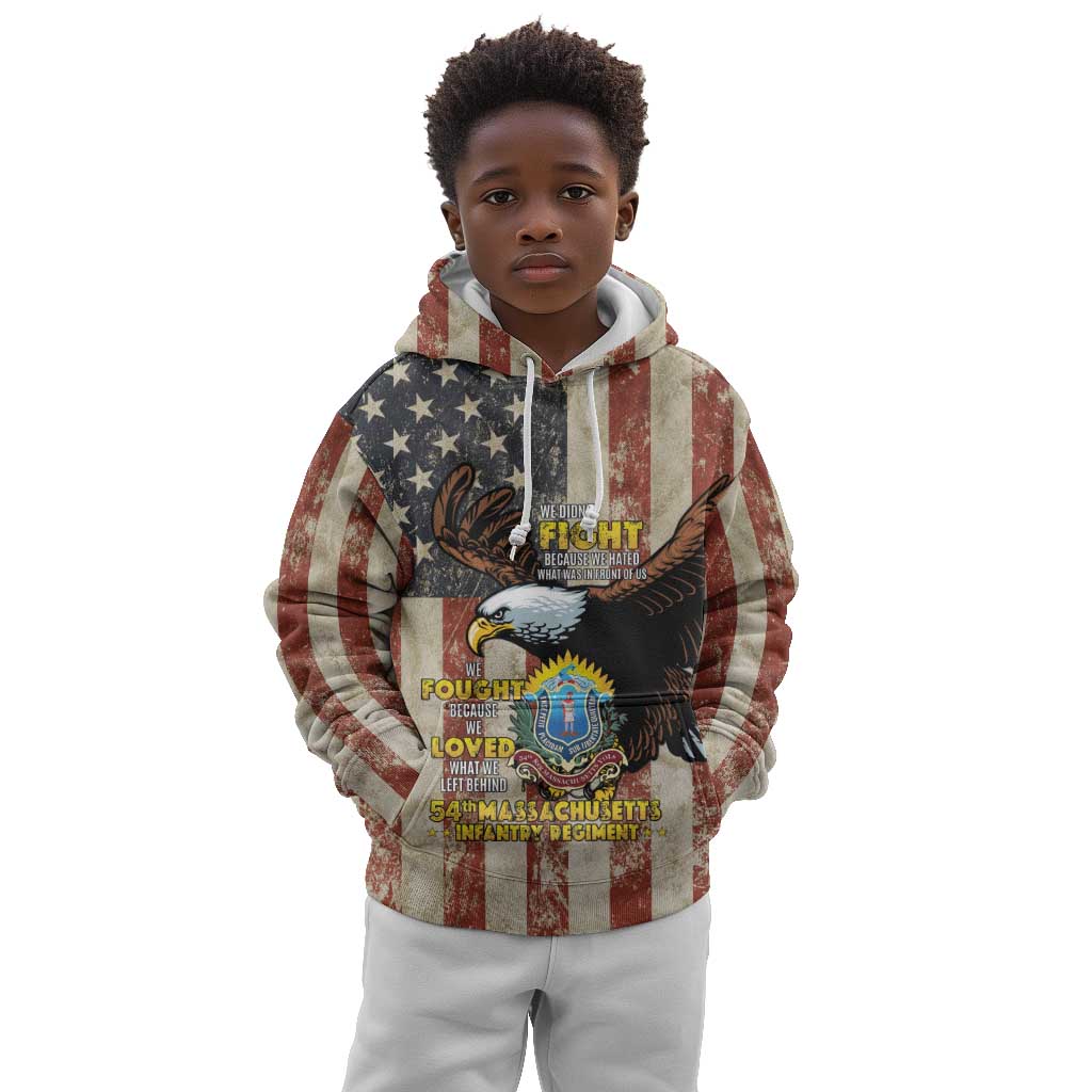 54th Massachusetts Infantry Regiment Kid Hoodie American Eagle - Wonder Print Shop