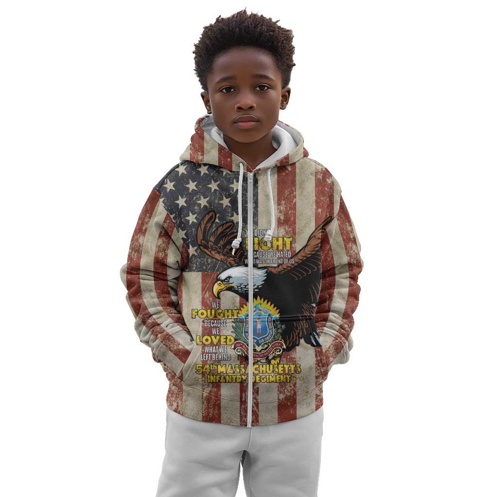54th Massachusetts Infantry Regiment Kid Hoodie American Eagle - Wonder Print Shop