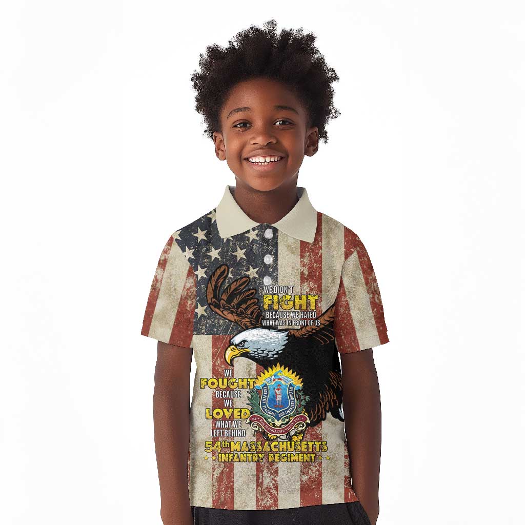 54th Massachusetts Infantry Regiment Kid Polo Shirt American Eagle - Wonder Print Shop