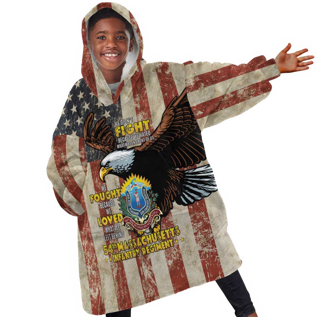 54th Massachusetts Infantry Regiment Kid Wearable Blanket Hoodie American Eagle - Wonder Print Shop