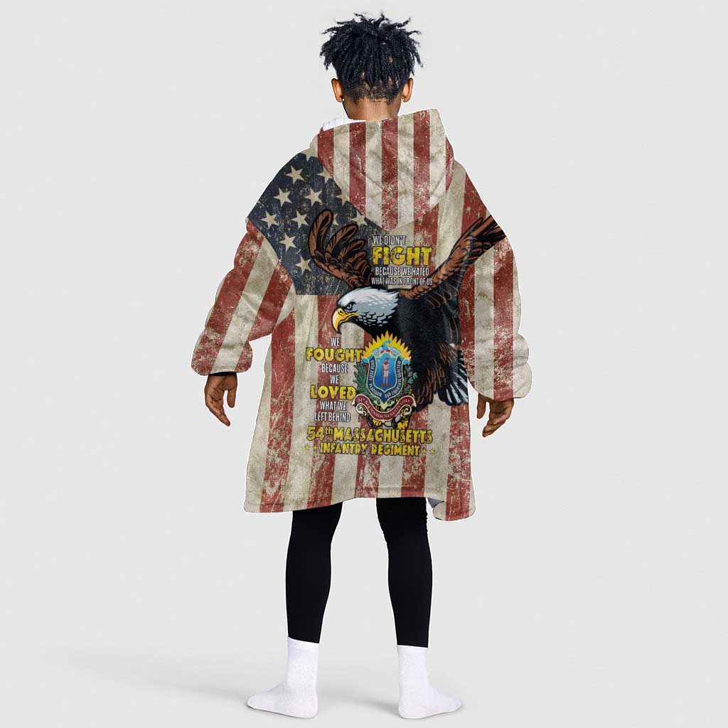 54th Massachusetts Infantry Regiment Kid Wearable Blanket Hoodie American Eagle - Wonder Print Shop