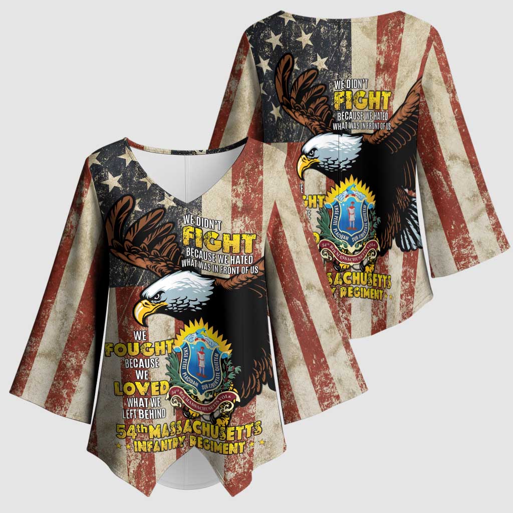 54th Massachusetts Infantry Regiment Kimono Sleeve Blouse American Eagle - Wonder Print Shop