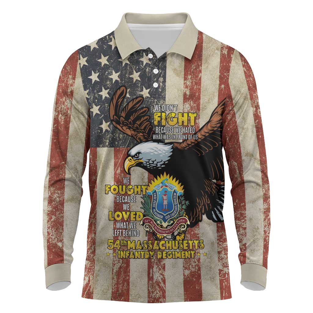 54th Massachusetts Infantry Regiment Long Sleeve Polo Shirt American Eagle - Wonder Print Shop
