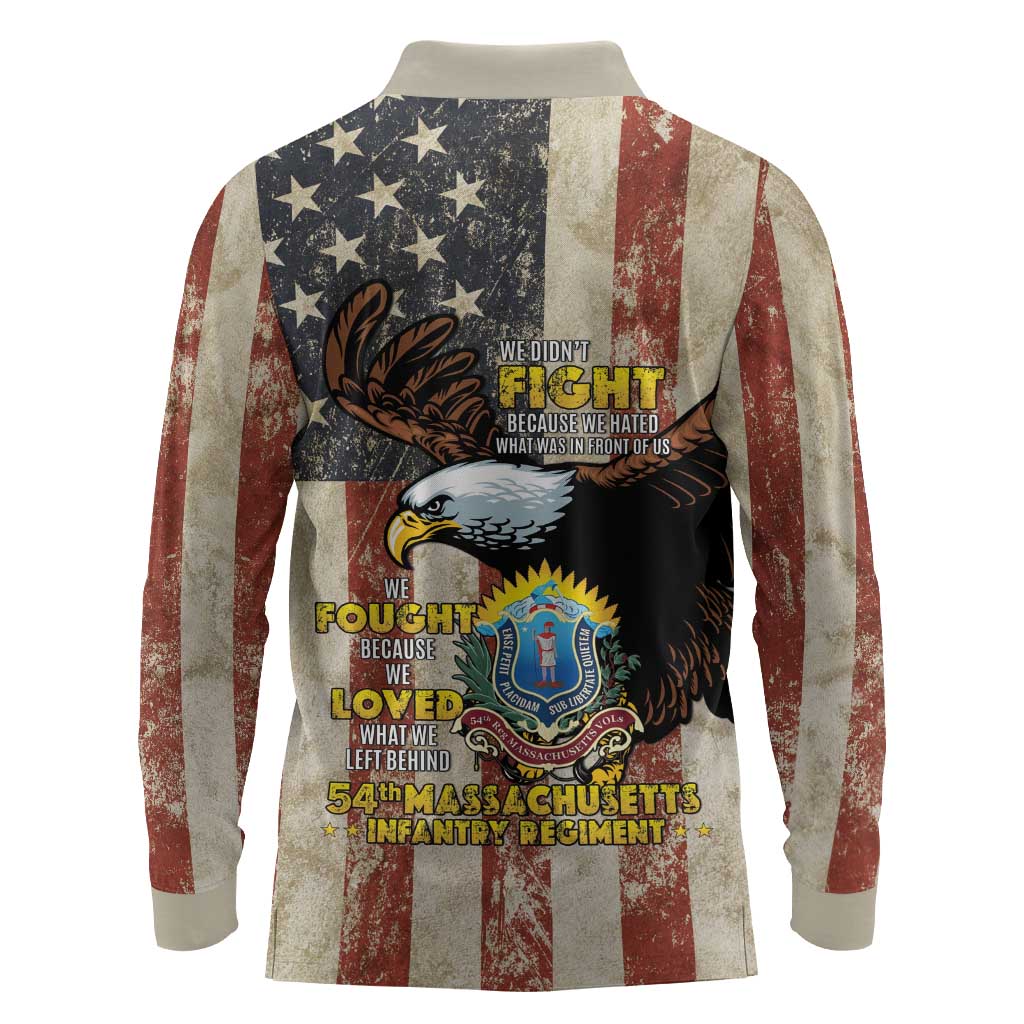 54th Massachusetts Infantry Regiment Long Sleeve Polo Shirt American Eagle - Wonder Print Shop