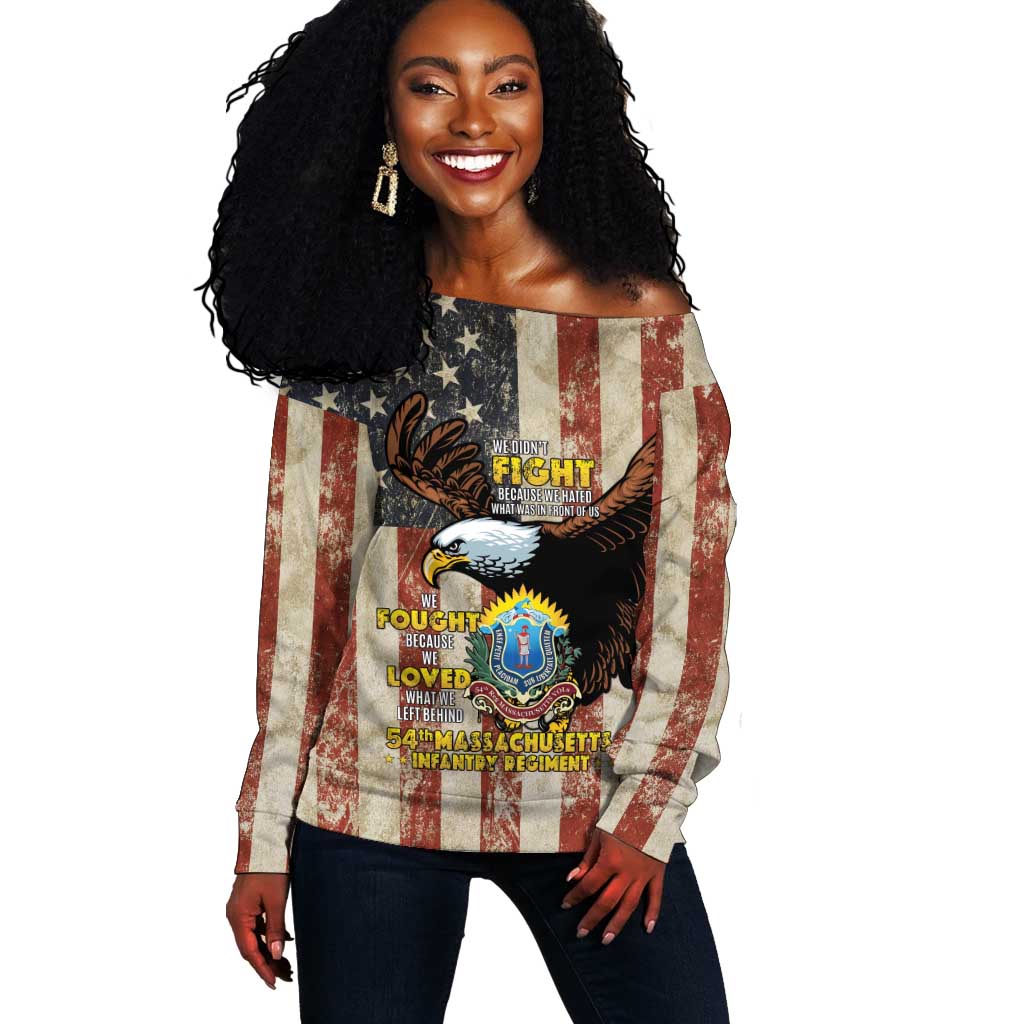 54th Massachusetts Infantry Regiment Off Shoulder Sweater American Eagle - Wonder Print Shop