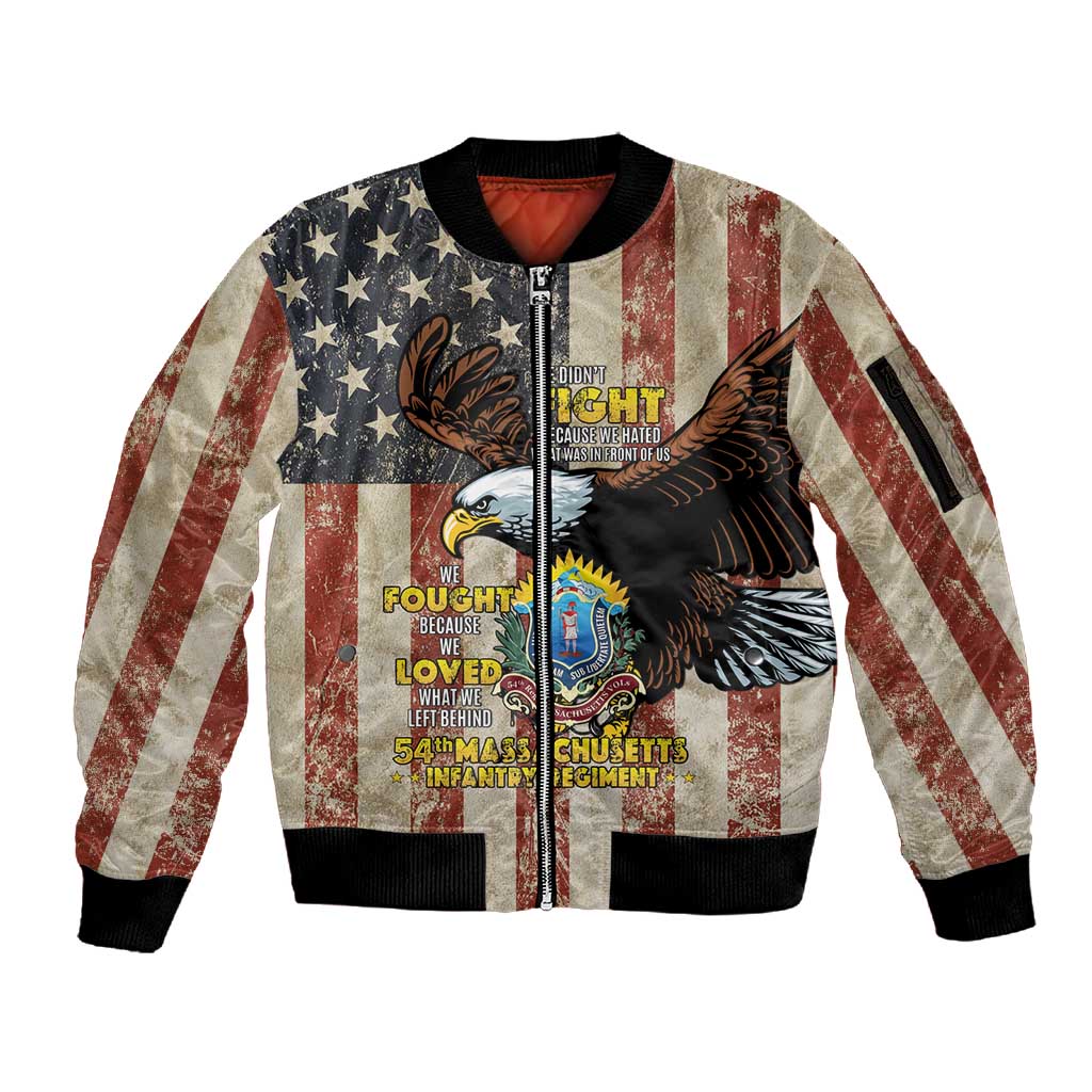 54th Massachusetts Infantry Regiment Sleeve Zip Bomber Jacket American Eagle - Wonder Print Shop