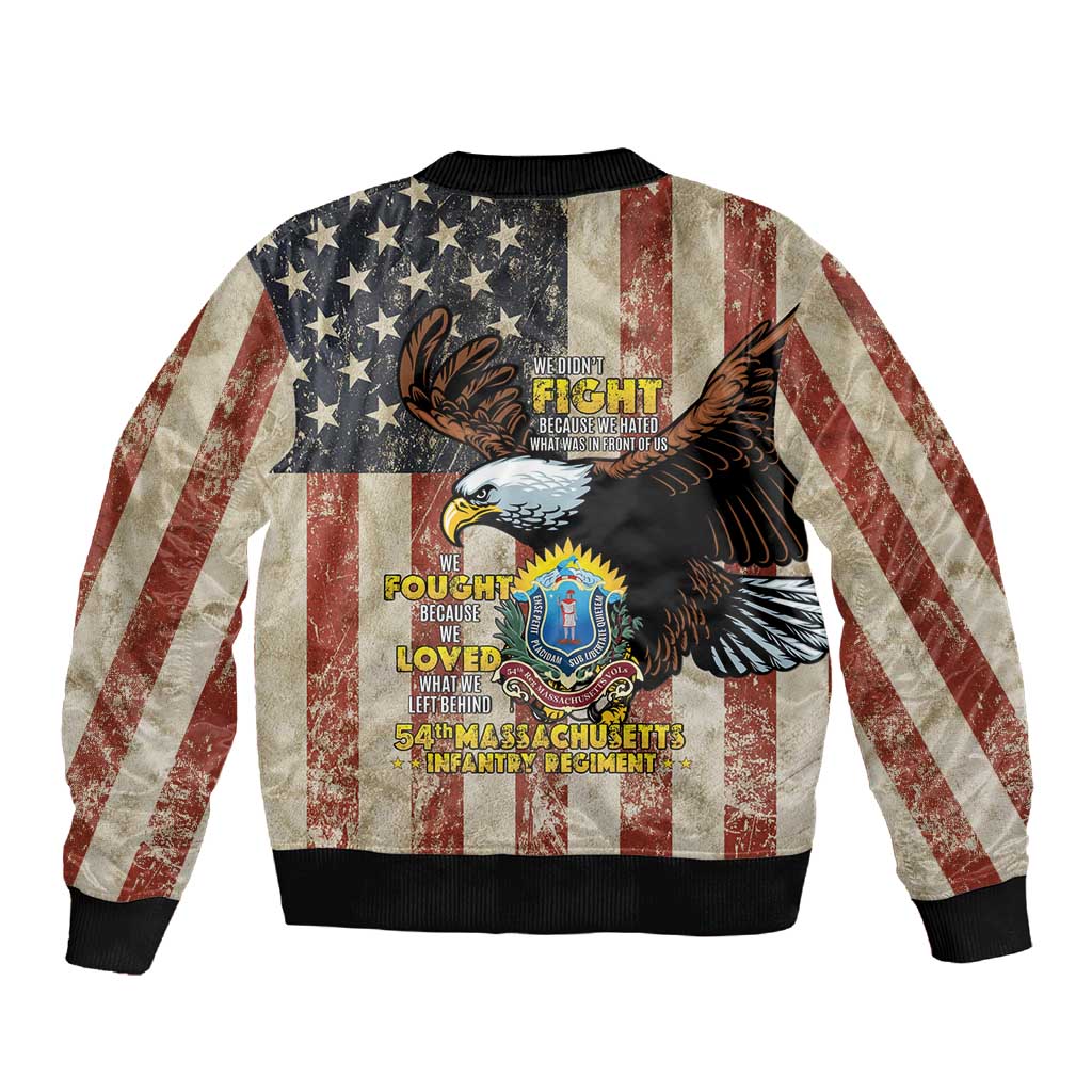 54th Massachusetts Infantry Regiment Sleeve Zip Bomber Jacket American Eagle - Wonder Print Shop