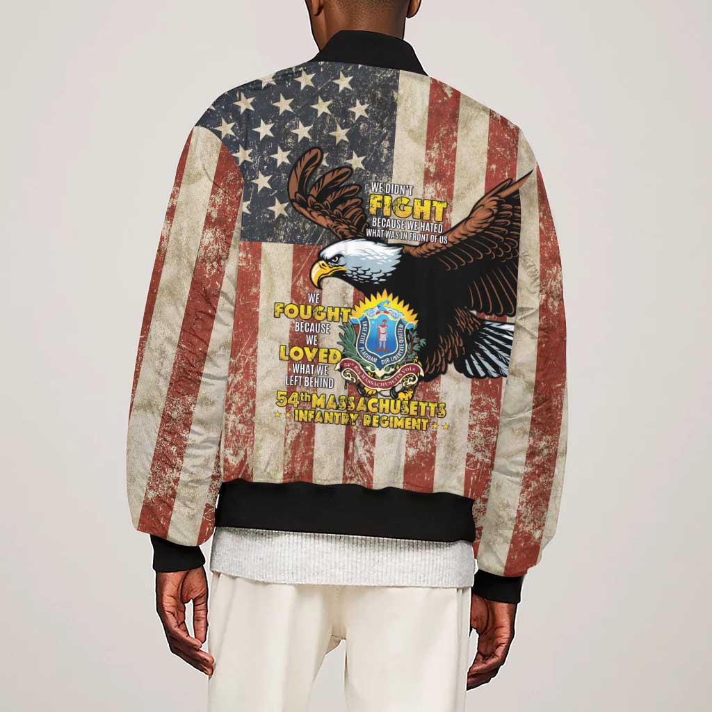 54th Massachusetts Infantry Regiment Sleeve Zip Bomber Jacket American Eagle - Wonder Print Shop