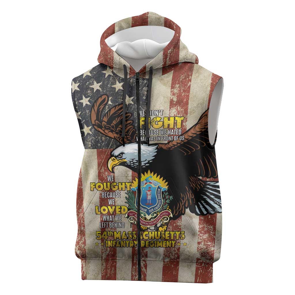 54th Massachusetts Infantry Regiment Sleeveless Zip Hoodie American Eagle - Wonder Print Shop