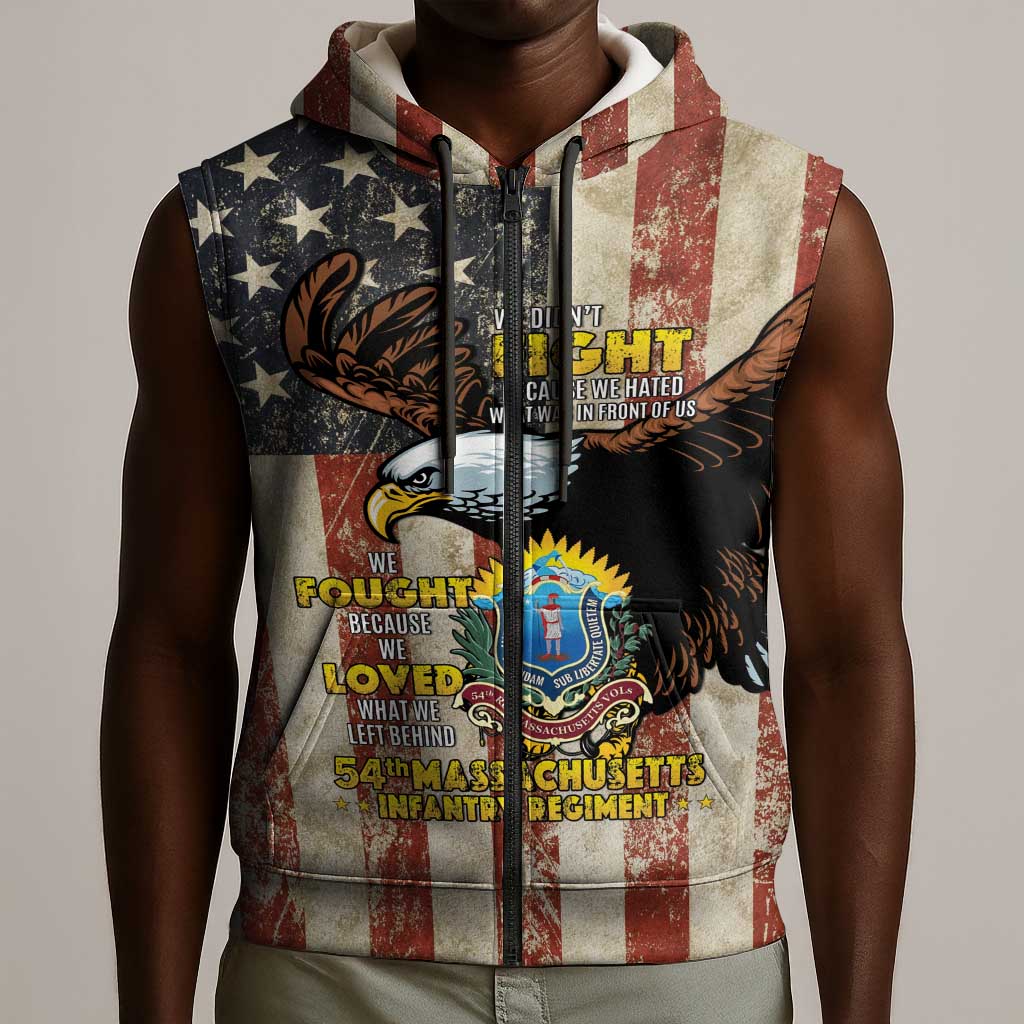 54th Massachusetts Infantry Regiment Sleeveless Zip Hoodie American Eagle - Wonder Print Shop