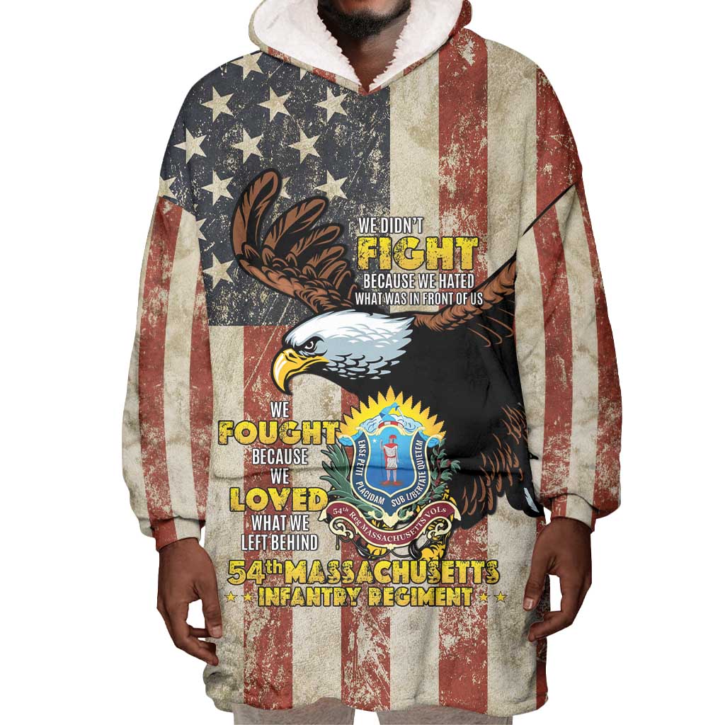 54th Massachusetts Infantry Regiment Wearable Blanket Hoodie American Eagle - Wonder Print Shop