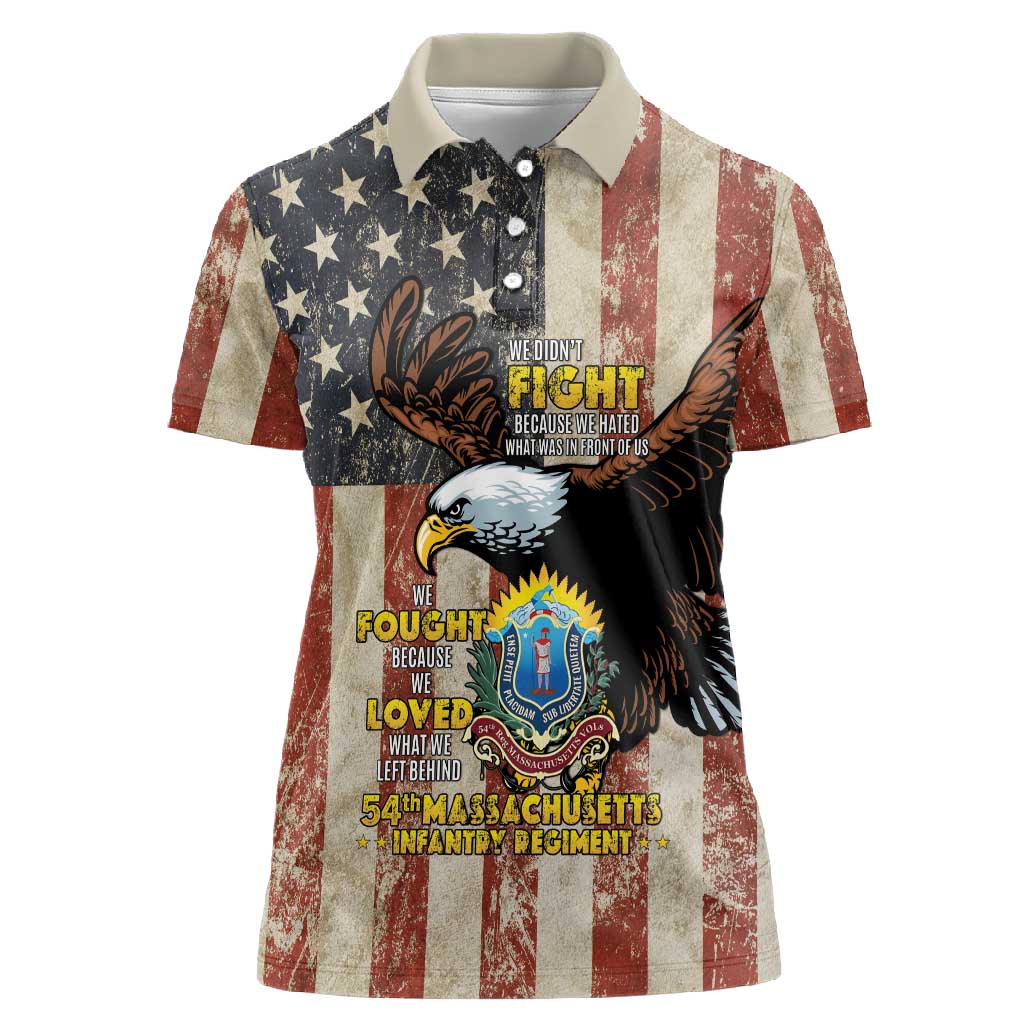 54th Massachusetts Infantry Regiment Women Polo Shirt American Eagle - Wonder Print Shop