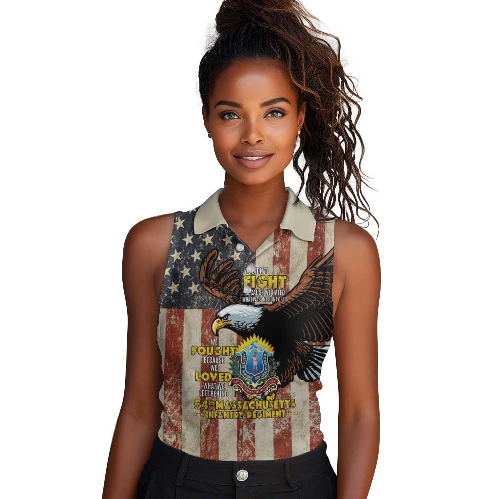 54th Massachusetts Infantry Regiment Women Sleeveless Polo Shirt American Eagle - Wonder Print Shop