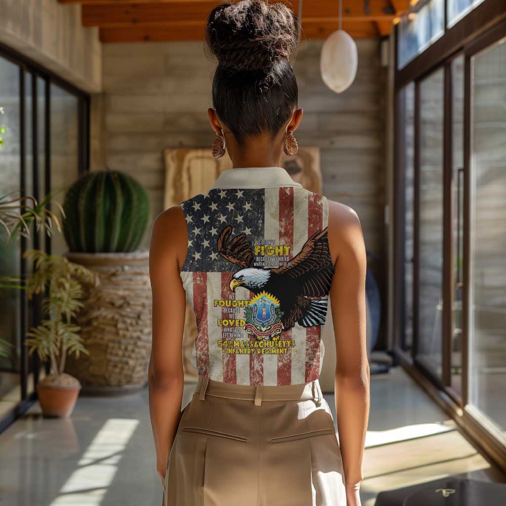 54th Massachusetts Infantry Regiment Women Sleeveless Polo Shirt American Eagle - Wonder Print Shop