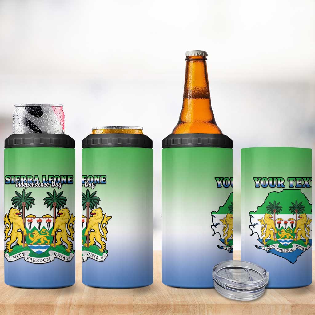 Personalised Sierra Leone 4 in 1 Can Cooler Tumbler Happy Independence Day