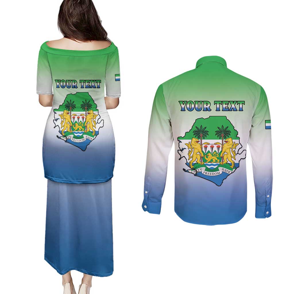 Personalised Sierra Leone Couples Matching Puletasi and Long Sleeve Button Shirt Happy Independence Day