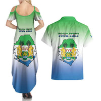 Personalised Sierra Leone Couples Matching Summer Maxi Dress and Hawaiian Shirt Happy Independence Day