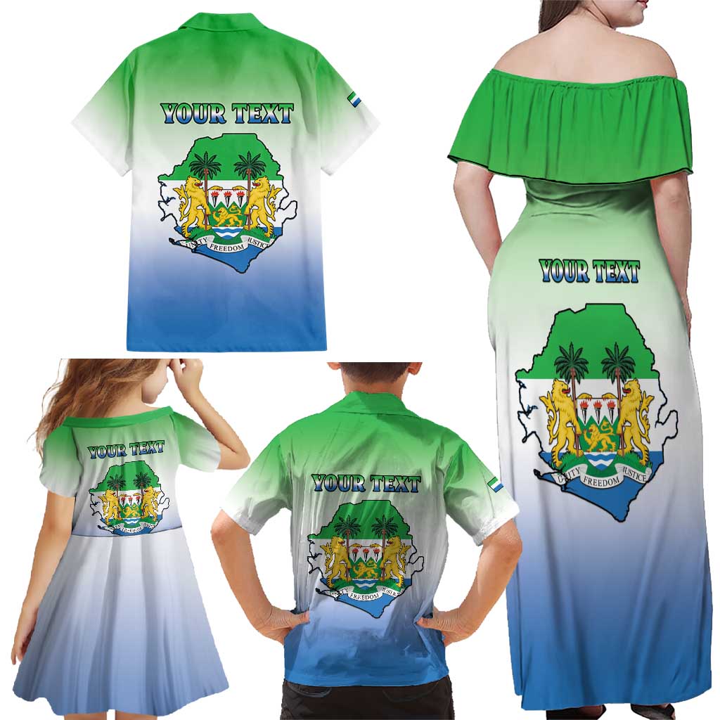 Personalised Sierra Leone Family Matching Off Shoulder Maxi Dress and Hawaiian Shirt Happy Independence Day