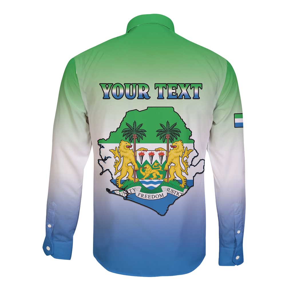Personalised Sierra Leone Long Sleeve Button Shirt Happy Independence Day