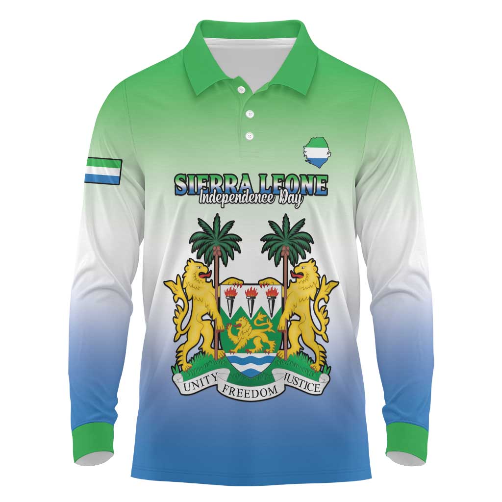 Personalised Sierra Leone Long Sleeve Polo Shirt Happy Independence Day
