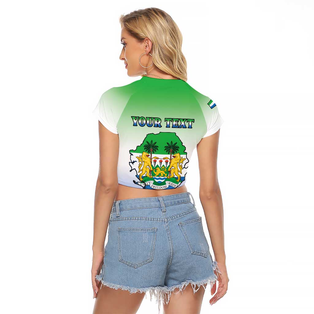 Personalised Sierra Leone Raglan Cropped T Shirt Happy Independence Day