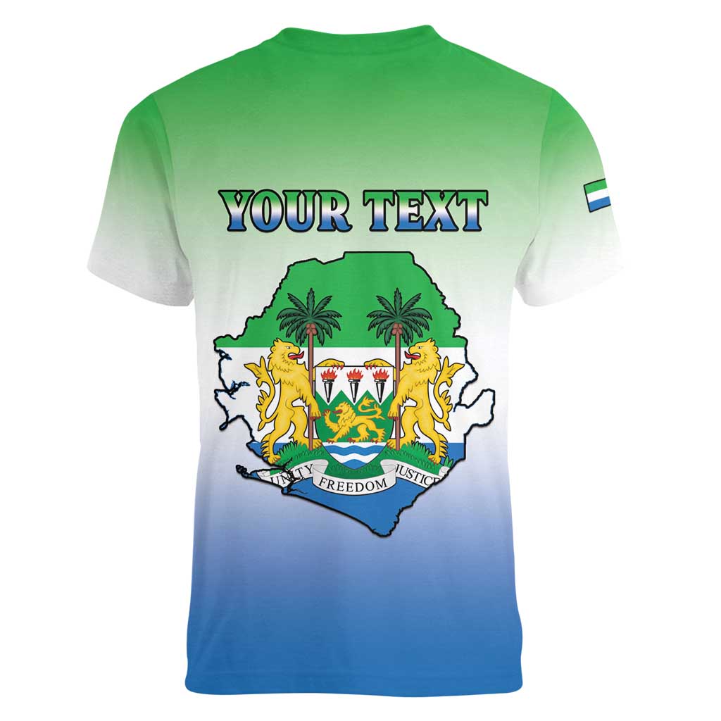 Personalised Sierra Leone Women V-Neck T-Shirt Happy Independence Day