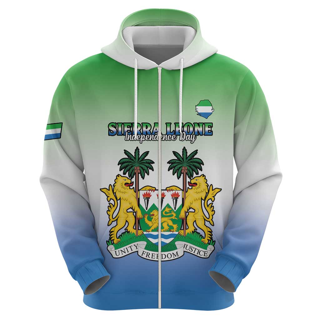 Personalised Sierra Leone Zip Hoodie Happy Independence Day