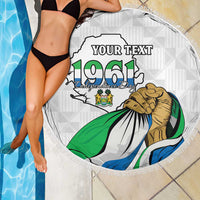 Personalised Sierra Leone Independence Day Beach Blanket Map With Kente Pattern
